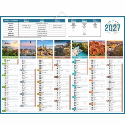 10 Calendriers banque Planètes 14 mois - 55 x 43 cm - Janvier à décembre - BOUCHUT GRANDREMY