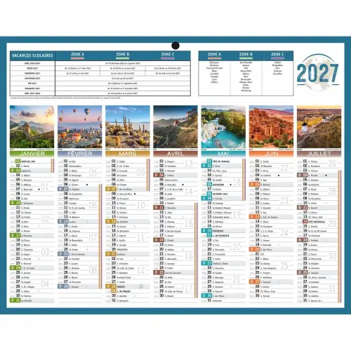 Calendriers banque Planètes 14 mois - 26.5 x 21 cm - Janvier à décembre - BOUCHUT GRANDREMY
