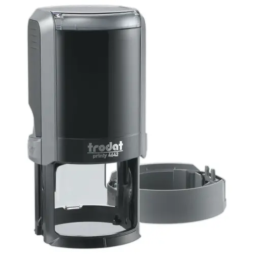 Timbre personnalisable Printy 4642 - Boitier gris - Encre noire -Ø42 mm - 8 lignes max.