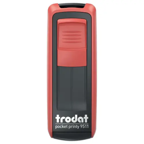 Timbre mobile personnalisable Printy 9511 - Bo&icirc;tier rouge - Encre noire - 38 x 14 mm - 4 lignes max 