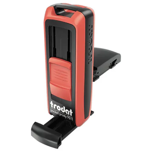 Timbre mobile personnalisable Printy 9511 - Bo&icirc;tier rouge - Encre noire - 38 x 14 mm - 4 lignes max 