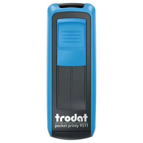 Timbre personnalisable Printy 9511 &ndash; 38 x 14 mm &ndash; 4 lignes &ndash; Bo&icirc;tier bleu &ndash; TRODAT 
