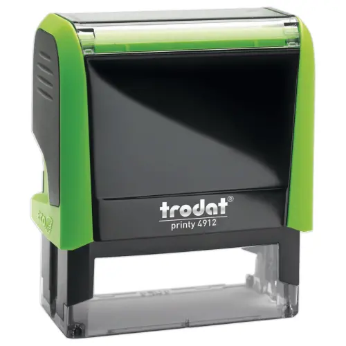 Timbre personnalisable Printy 4912 - Boîtier vert - Encre noire - 47 x 18 mm - 5 lignes max.