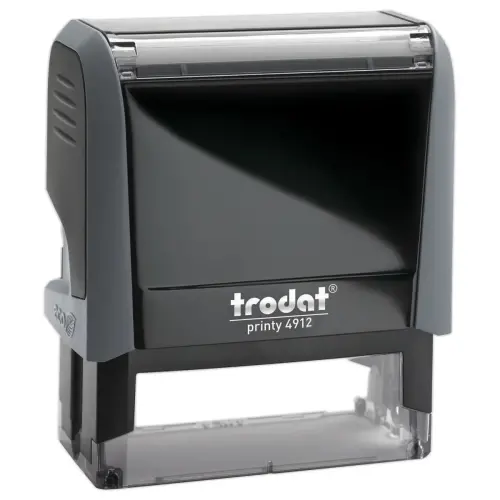 Timbre personnalisable Printy 4912 - Boîtier gris - Encre noire - 47 x 18 mm - TRODAT