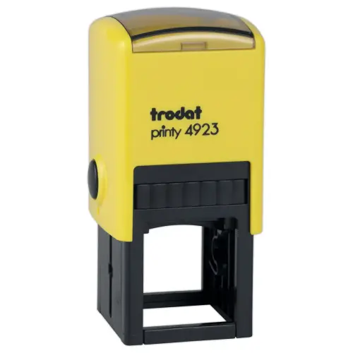 Timbre personnalisable Printy 4923 - Boîtier jaune - Encre noire - 30 x 30 mm - 5 lignes max.