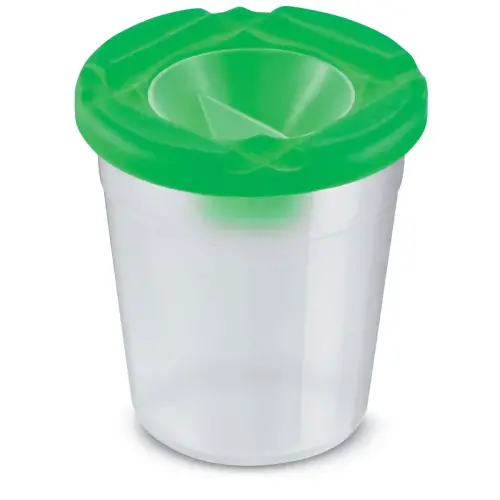 Pot anti-verse avec couvercle refermable et support pinceaux Wonday - coloris assotis - lot de 3
