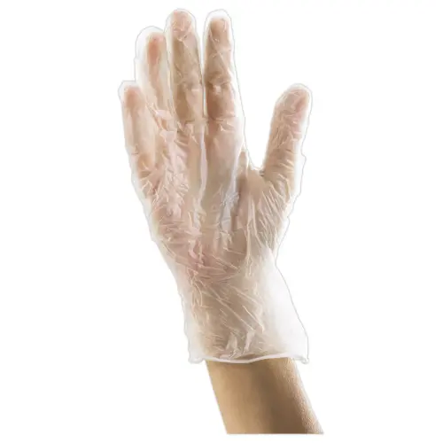 100 Gants en vinyle non poudrés - Taille 9/L - Tâches ponctuelles