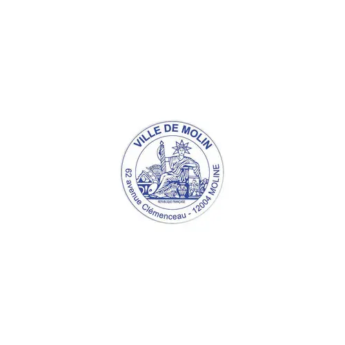 Timbre Printy personnalisable 4630 - Boîtier bleu - Encre bleue - Ø30 mm - 6 lignes max.