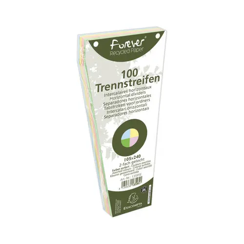 100 fiches intercalaires trapézoïdales unies perforées Forever - assortis