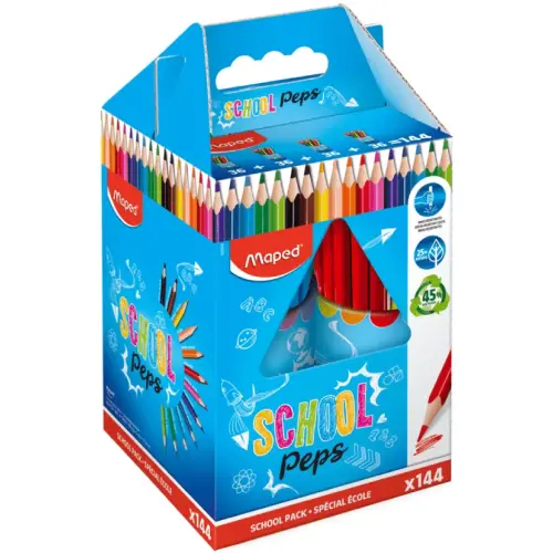 Crayon de couleur MAPED COLOR PEPS - mine 3,2mm - coloris assortis - lot de 144