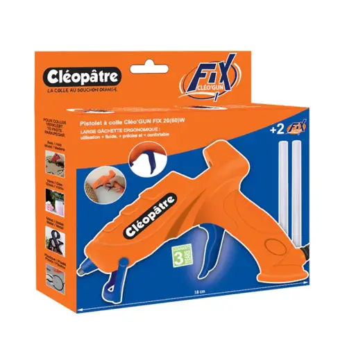 Pistolet &agrave; colle pour b&acirc;tons de colle &Oslash; 7 mm + 2 recharges - Alix 