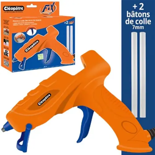 Pistolet &agrave; colle pour b&acirc;tons de colle &Oslash; 7 mm + 2 recharges - Alix 