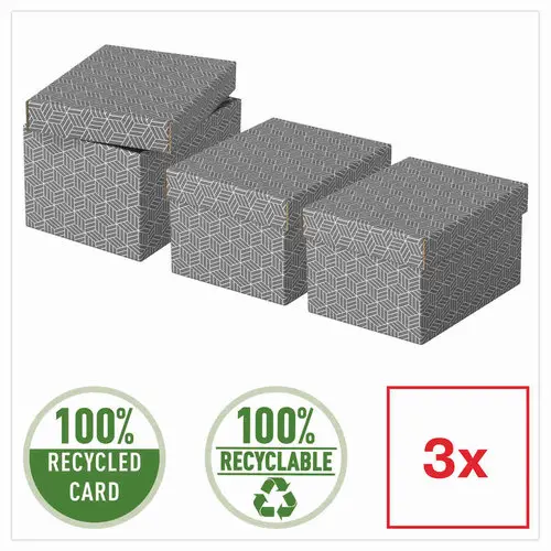 3 Bo&icirc;tes de rangement Home - Taille S - Gris - ESSELTE 