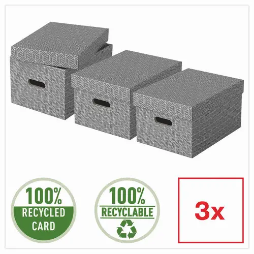 3 Boîtes de rangement Home - Taille M - Gris - ESSELTE