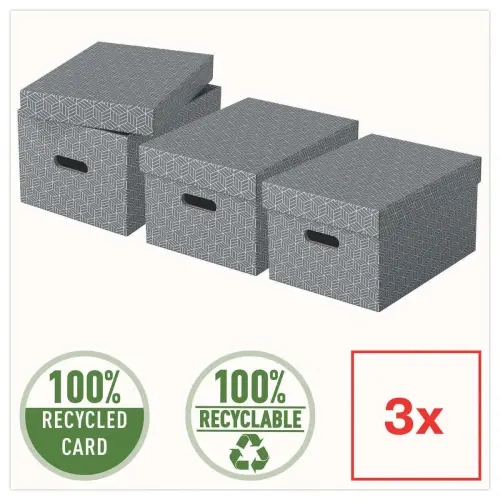 3 Boîtes de rangement Home - Taille M - Gris - ESSELTE