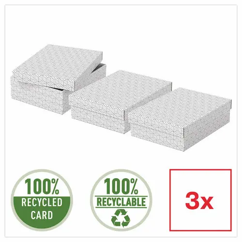 3 Bo&icirc;tes de rangement Home - Taille M basse - Blanc - ESSELTE 