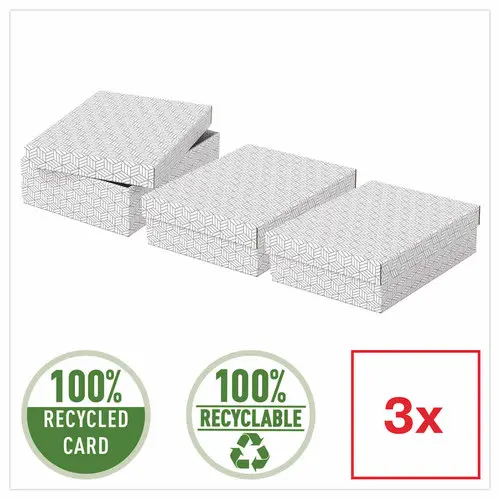 3 Bo&icirc;tes de rangement Home - Taille M basse - Blanc - ESSELTE 