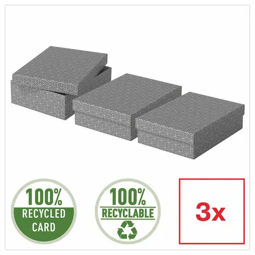 3 Boîtes de rangement Home - Taille M basse - Gris - ESSELTE