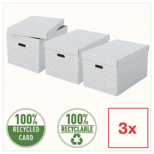 3 Boîtes de rangement Home taille L - Blanc - ESSELTE