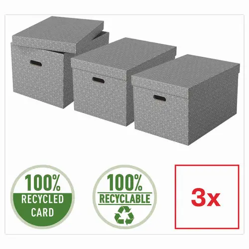 3 Boîtes de rangement Home taille L - Gris - ESSELTE