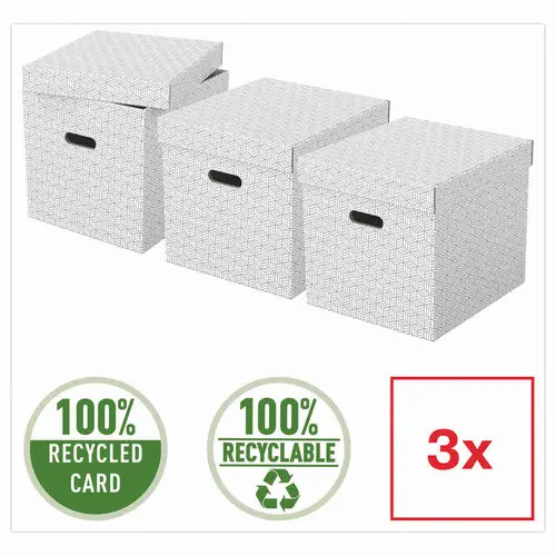 3 Bo&icirc;tes de rangement Home - Taille Cube - Blanc - ESSELTE 