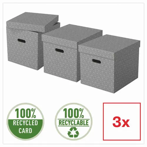 3 Boîtes de rangement Home - Taille Cube - Gris - ESSELTE