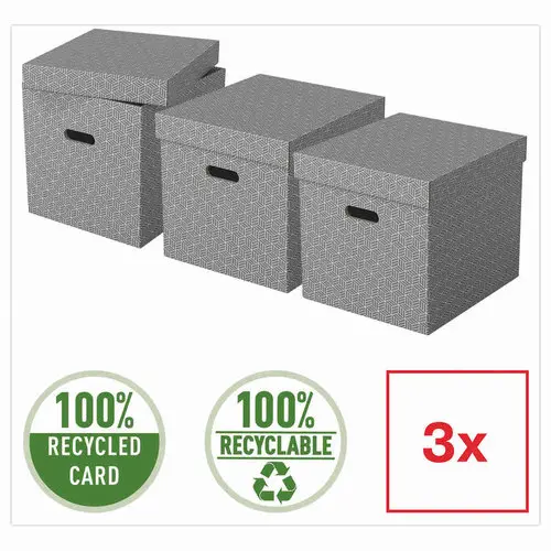 3 Boîtes de rangement Home - Taille Cube - Gris - ESSELTE