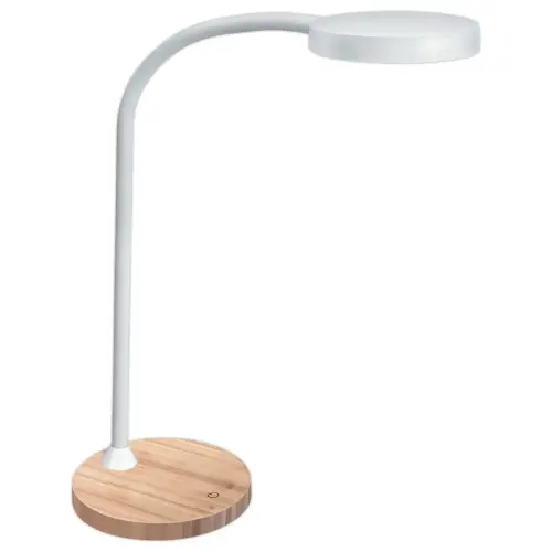 Lampe LED Flex - Blanc et socle bois - CEP