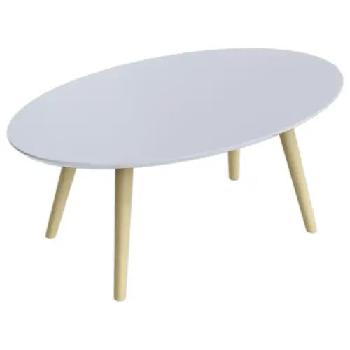 Table basse ovale laquée blanc L 115 cm