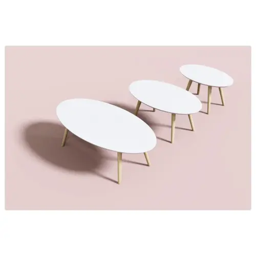 Table basse ovale laquée blanc L 115 cm