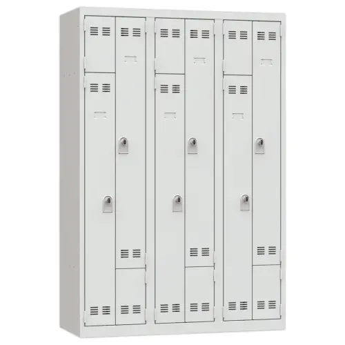 Vestiaire  gain de place porte en L 3 colonnes - 6 utilisateurs - Gris 