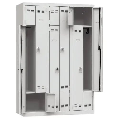 Vestiaire  gain de place porte en L 3 colonnes - 6 utilisateurs - Gris 