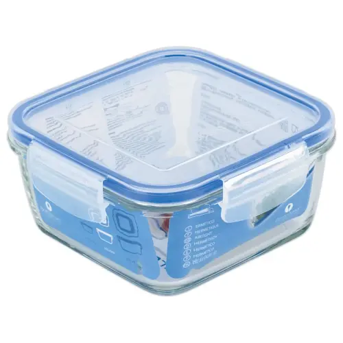 Boite en verre carr&eacute;e avec couvercle plastique SUPERBLOCK 0,8 L 