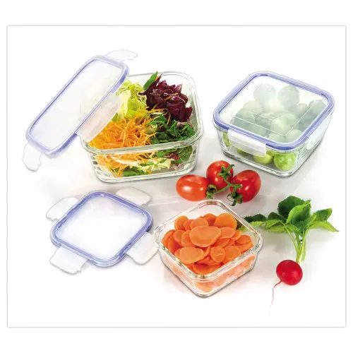 Boite en verre carr&eacute;e avec couvercle plastique SUPERBLOCK 0,8 L 