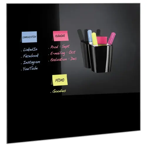 Pot à crayons magnétique noir pour tableau en verre