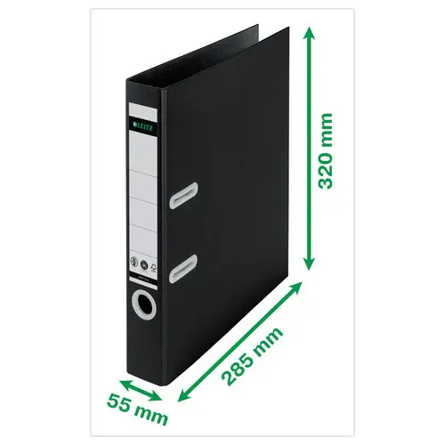 Classeurs &agrave; levier 180&deg; recycl&eacute; A4 - Dos 5 cm - Noir - LEITZ 