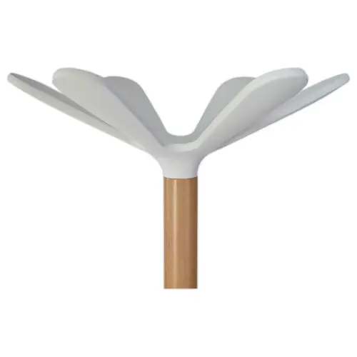 Porte-manteau - 10 pat&egrave;res + porte-parapluie - Bois et m&eacute;tal blanc - ALBA 