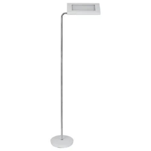 Lampadaire LED t&ecirc;te r&eacute;versible - Blanc/Chrome - ALBA 
