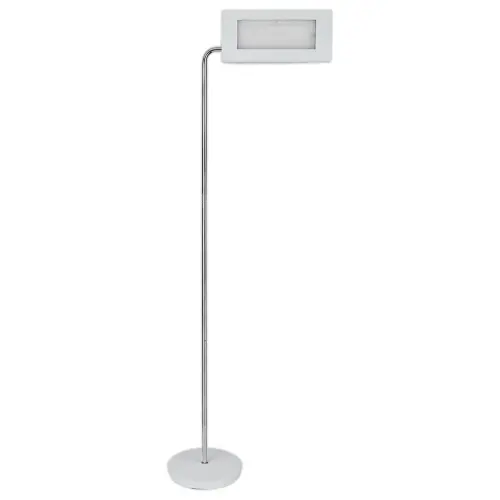 Lampadaire LED t&ecirc;te r&eacute;versible - Blanc/Chrome - ALBA 