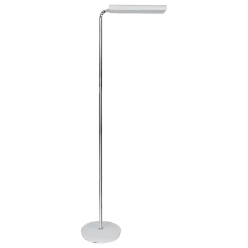 Lampadaire LED t&ecirc;te r&eacute;versible - Blanc/Chrome - ALBA 