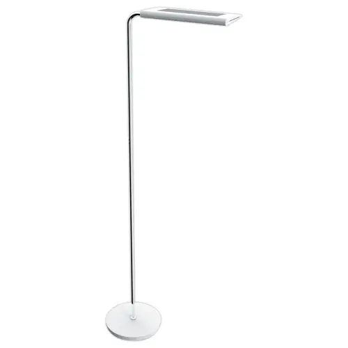 Lampadaire LED t&ecirc;te r&eacute;versible - Blanc/Chrome - ALBA 