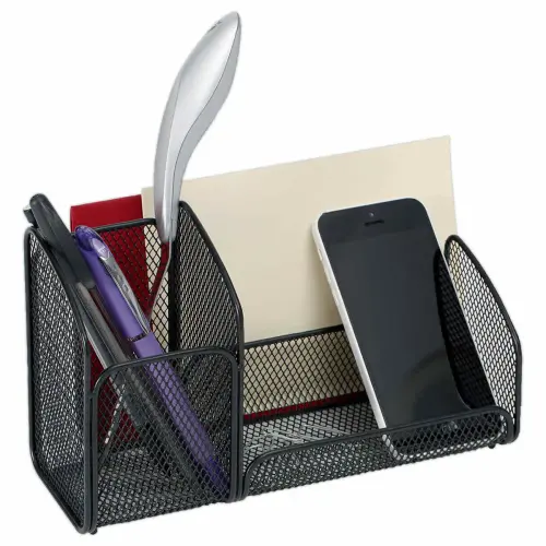 Organiseur de bureau Mesh - 3 compartiments - Noir - ALBA