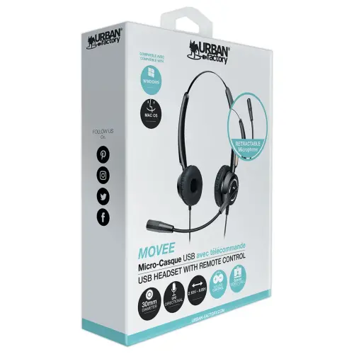 Casque filaire Movee – Connexion USB – Urban Factory