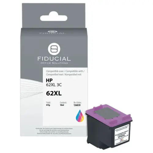 Cartouche d'encre remanufacturé éq. HP 62XL - Haute capacité - 3 Couleurs