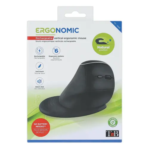 Souris sans fil ergonomique - Rechargeable - Droitier - T'nB 