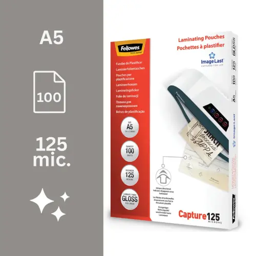 100 Pochettes de plastification ImageLast brillantes - A5 - 125&micro; - Fellowes 
