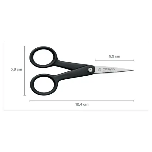 Ciseaux FISKARS ambidextres 13 cm bouts pointus recylc&eacute;s / recyclables 