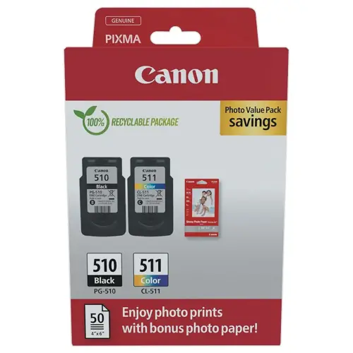 2 Cartouches CANON PG510/CL511 noire et 3 couleurs 