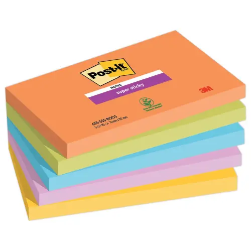 5 Blocs de 90 notes Super Sticky Collection Boost - 76 x 127 mm - Post-It 
