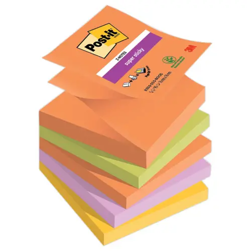 5 Z-notes Super Sticky Collection Boost,76 x 76 mm 90 feuilles 